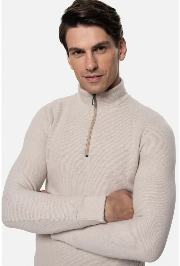 BLUZA LUDRES TROYER/TYPU TROYER BEŻOWA Z WEŁNĄ
