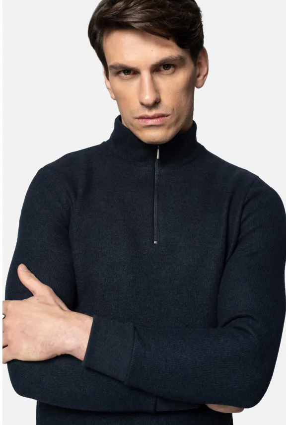 BLUZA LUDRES TROYER/TYPU TROYER GRANATOWA Z WEŁNĄ