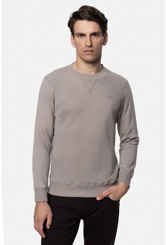 BLUZA FAVARA Z OKRĄGŁYM DEKOLTEM BEŻOWA Z BAWEŁNĄ