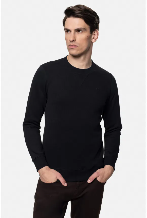 BLUZA FAVARA Z OKRĄGŁYM DEKOLTEM CZARNA Z BAWEŁNĄ
