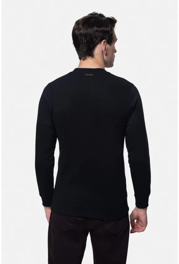 BLUZA FAVARA Z OKRĄGŁYM DEKOLTEM CZARNA Z BAWEŁNĄ