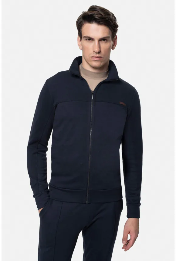BLUZA URBANO ROZPINANY GRANATOWA Z BAWEŁNĄ