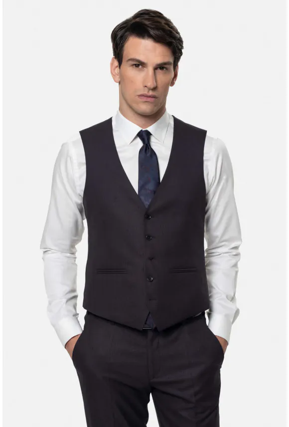 KAMIZELKA MOLISE SLIM FIT FIOLETOWA JEDNORZĘDOWA