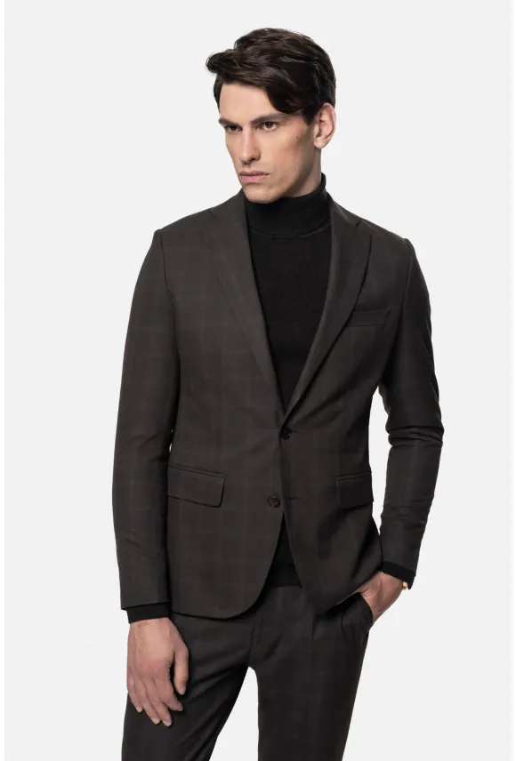 MARYNARKA BRUFA BRĄZOWA SLIM FIT JEDNORZĘDOWA