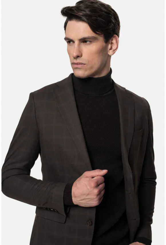 MARYNARKA BRUFA BRĄZOWA SLIM FIT JEDNORZĘDOWA