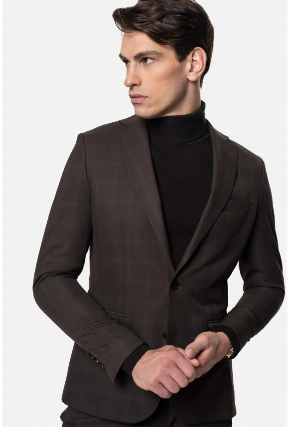 MARYNARKA BRUFA BRĄZOWA SLIM FIT JEDNORZĘDOWA