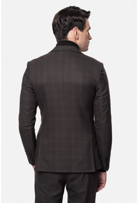 MARYNARKA BRUFA BRĄZOWA SLIM FIT JEDNORZĘDOWA