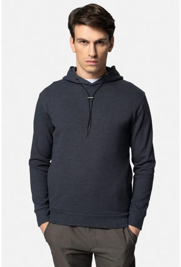 BLUZA MESTAS Z OKRĄGŁYM DEKOLTEM GRANATOWA Z BAWEŁNĄ