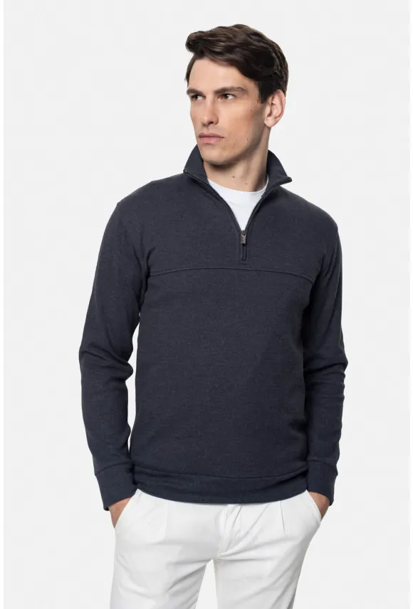 BLUZA ESTRADA TROYER/TYPU TROYER GRANATOWA Z BAWEŁNĄ
