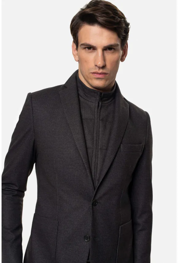 MARYNARKA DOZWIL BRĄZOWA SLIM FIT JEDNORZĘDOWA