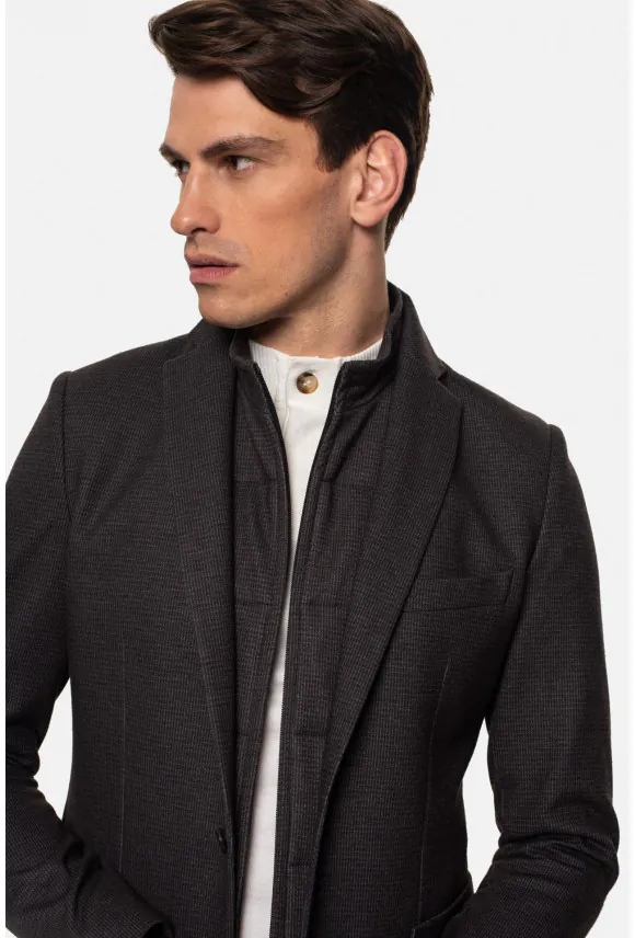 MARYNARKA DOZWIL BRĄZOWA SLIM FIT JEDNORZĘDOWA