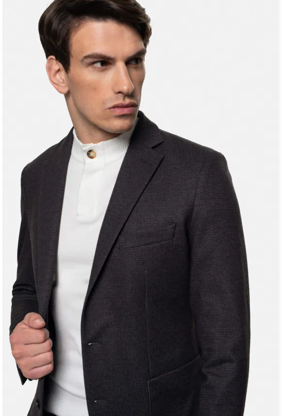 MARYNARKA DOZWIL BRĄZOWA SLIM FIT JEDNORZĘDOWA