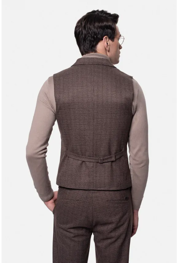 KAMIZELKA PERSANO SLIM FIT BRĄZOWA JEDNORZĘDOWA