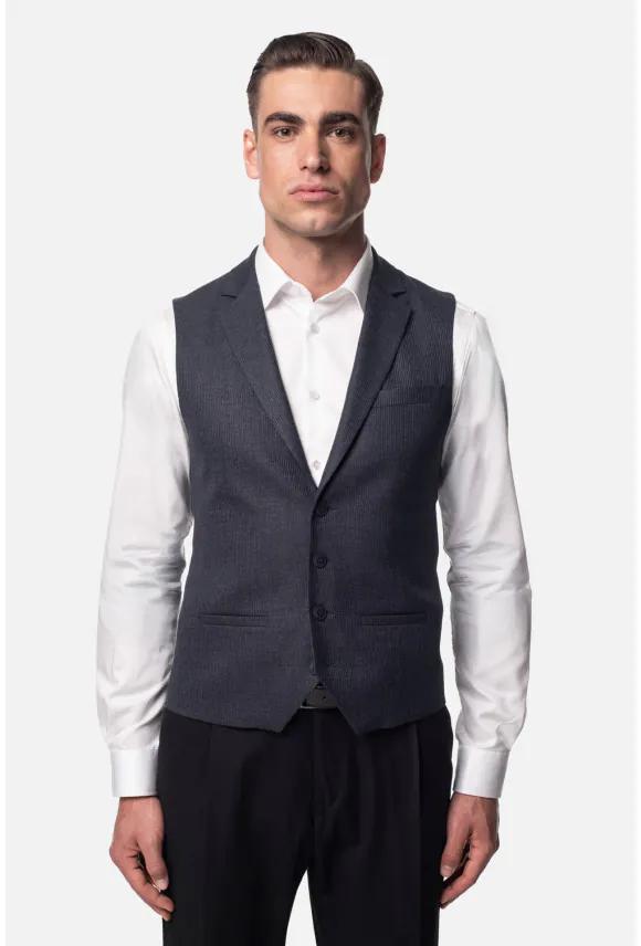 KAMIZELKA ALEDO SLIM FIT GRANATOWA JEDNORZĘDOWA