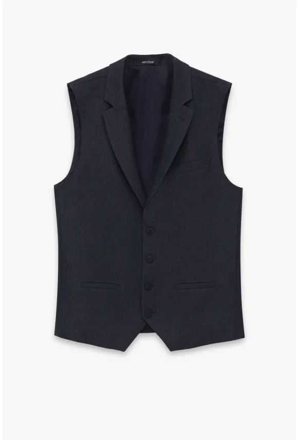 KAMIZELKA ALEDO SLIM FIT GRANATOWA JEDNORZĘDOWA