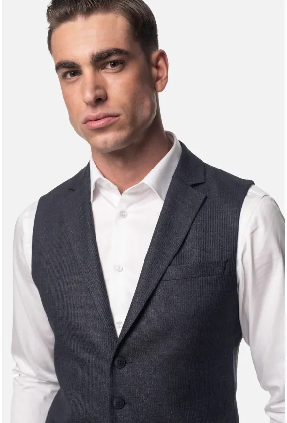 KAMIZELKA ALEDO SLIM FIT GRANATOWA JEDNORZĘDOWA
