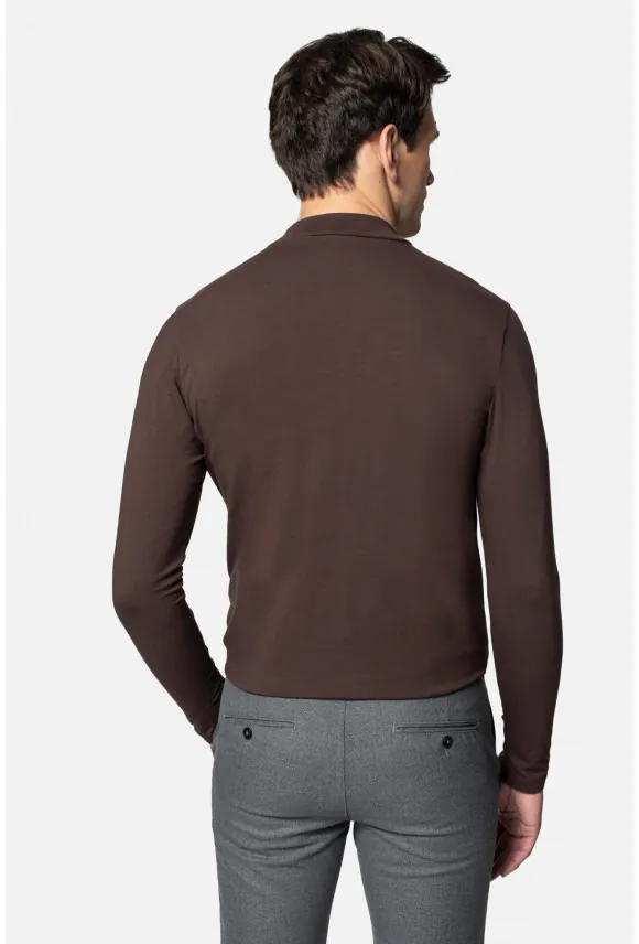 BLUZA ALDEA PÓŁGOLF BRĄZOWA 0001 Z BAWEŁNY