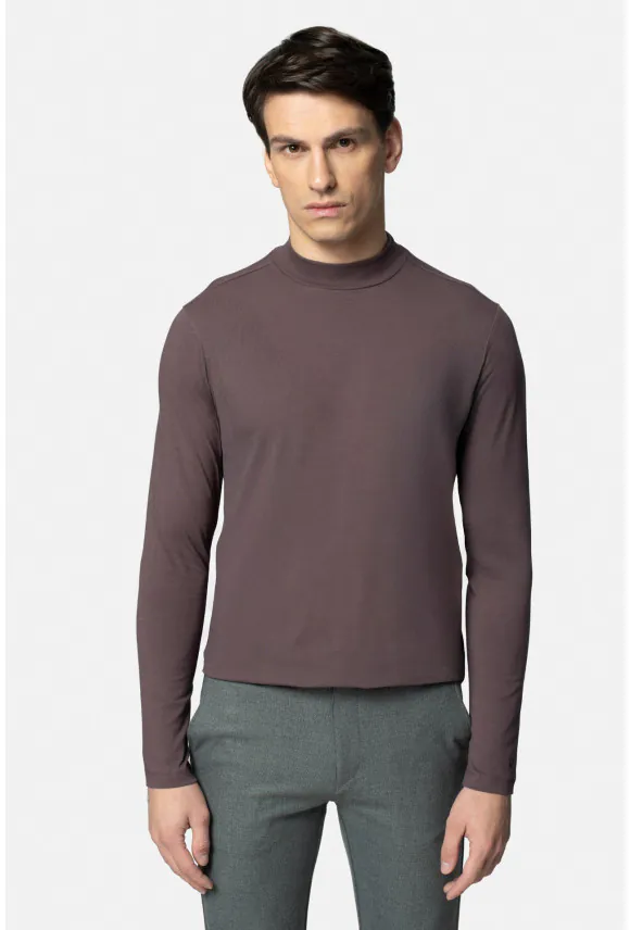 BLUZA ALDEA PÓŁGOLF FIOLETOWA 0001 Z BAWEŁNY