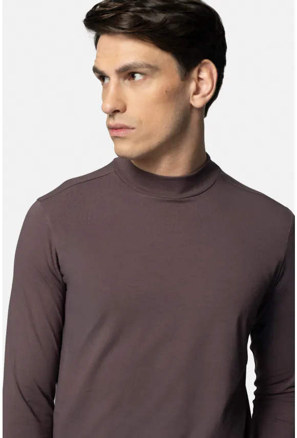 BLUZA ALDEA PÓŁGOLF FIOLETOWA 0001 Z BAWEŁNY