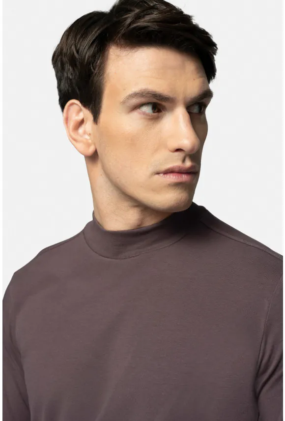 BLUZA ALDEA PÓŁGOLF FIOLETOWA 0001 Z BAWEŁNY