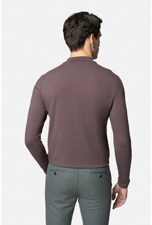 BLUZA ALDEA PÓŁGOLF FIOLETOWA 0001 Z BAWEŁNY