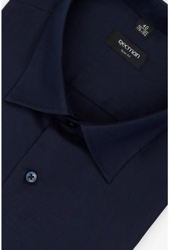 KOSZULA VERSONE 3327E DŁUGI RĘKAW SLIM FIT GRANATOWA Z BAWEŁNĄ