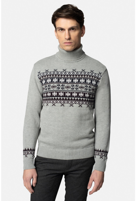 SWETER XMAS NATALE GOLF SZARY Z BAWEŁNĄ