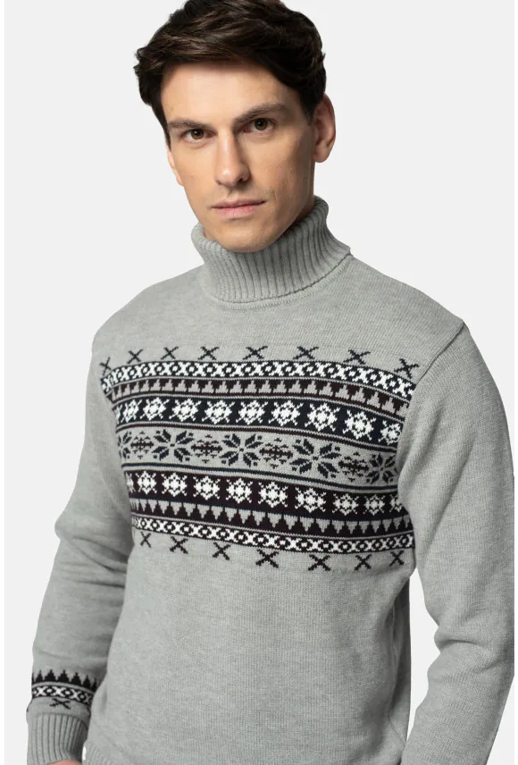 SWETER XMAS NATALE GOLF SZARY Z BAWEŁNĄ