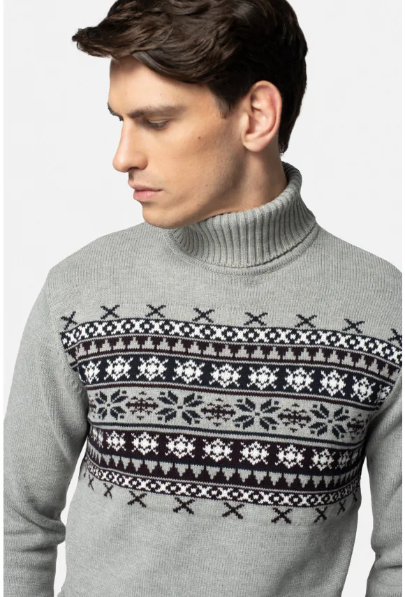 SWETER XMAS NATALE GOLF SZARY Z BAWEŁNĄ