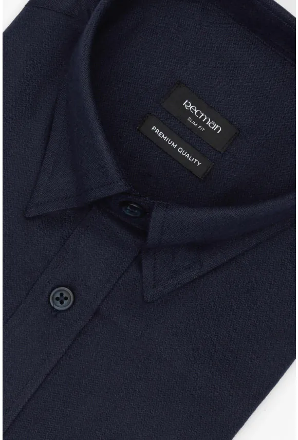 KOSZULA FORMENTO 3322C DŁUGI RĘKAW SLIM FIT GRANATOWA Z BAWEŁNĄ