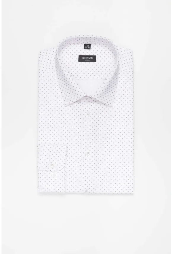 KOSZULA CORSINI 3326E DŁUGI RĘKAW SLIM FIT BIAŁA Z BAWEŁNĄ