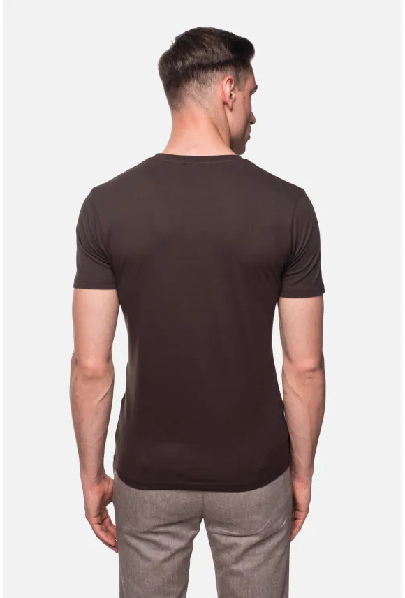 T SHIRT MUXAL BRĄZOWY Z MODALEM