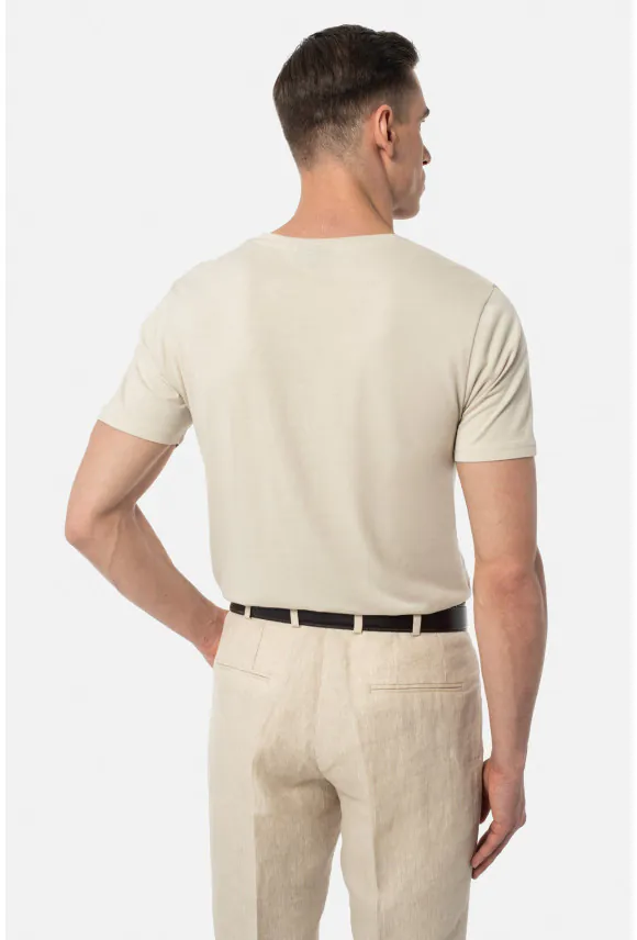 T SHIRT MUXAL BEŻOWY Z MODALEM