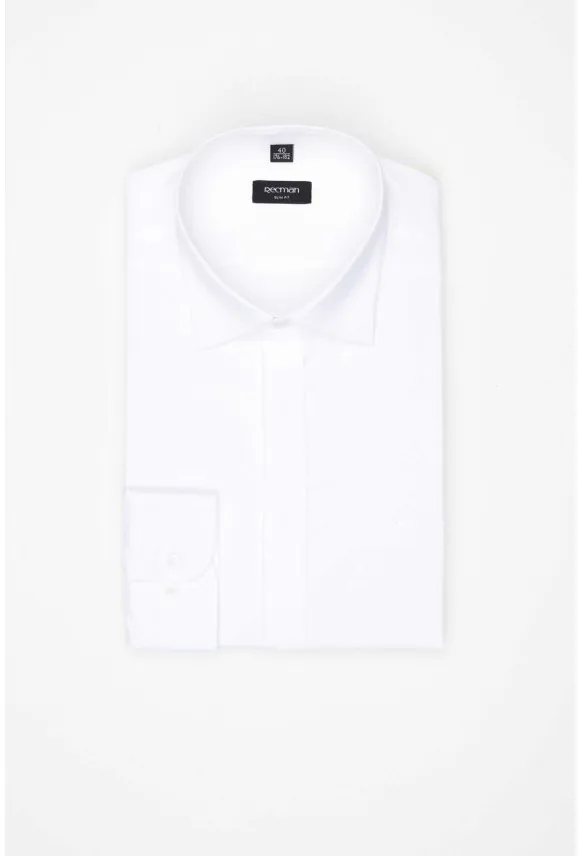 KOSZULA VERSONE 3555 DŁUGI RĘKAW SLIM FIT BIAŁA Z BAWEŁNY