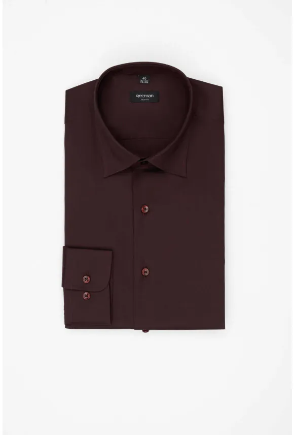 KOSZULA VERSONE 3334E DŁUGI RĘKAW SLIM FIT FIOLETOWA Z BAWEŁNY