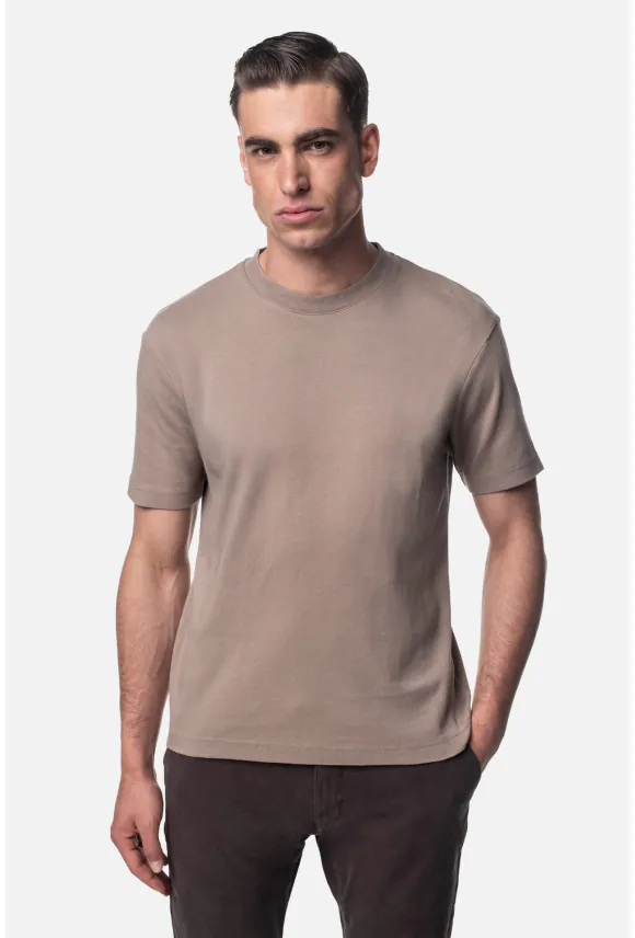 T SHIRT SEPINO BEŻOWY Z BAWEŁNY