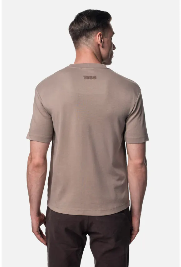T SHIRT SEPINO BEŻOWY Z BAWEŁNY