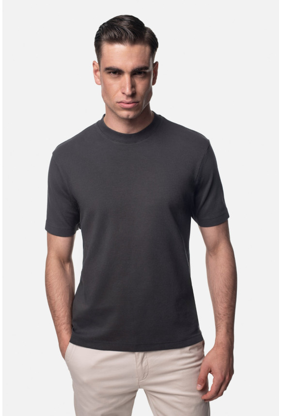 T SHIRT SEPINO GRAFITOWY Z BAWEŁNY T SHIRT SEPINO GRAFITOWY Z BAWEŁNY