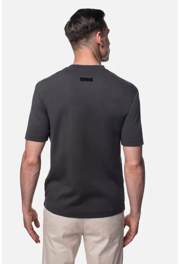 T SHIRT SEPINO GRAFITOWY Z BAWEŁNY