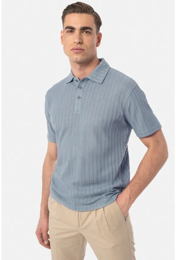 KOSZULKA POLO AVILA BŁĘKITNA Z MODALEM