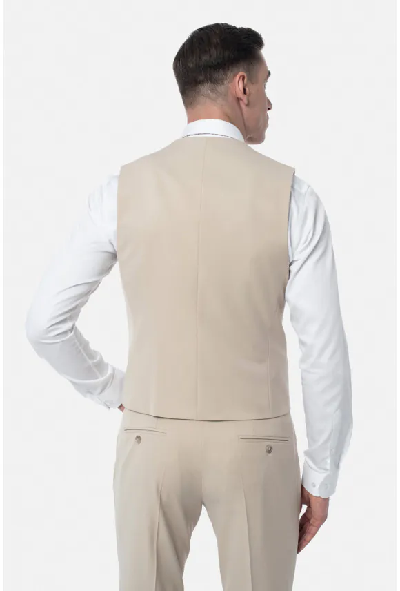 KAMIZELKA MARINELLA SLIM FIT BEŻOWA JEDNORZĘDOWA