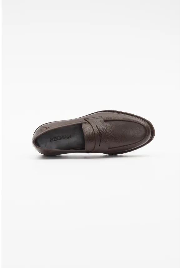 OBUWIE LOAFERSY M2605 BRĄZOWE ZE SKÓRY NATURALNEJ