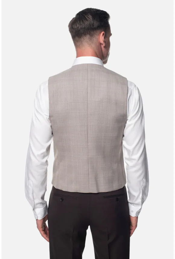 KAMIZELKA ORCERA SLIM FIT BEŻOWA JEDNORZĘDOWA Z WEŁNĄ
