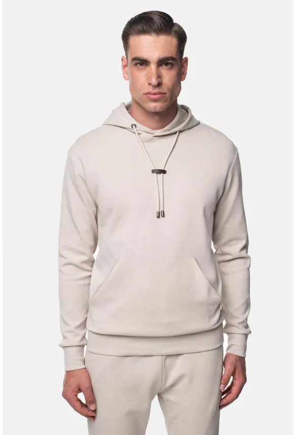 BLUZA HONDO Z OKRĄGŁYM DEKOLTEM BEŻOWA Z BAWEŁNY