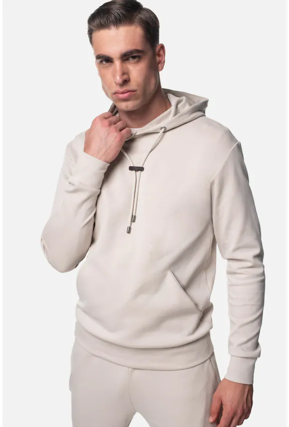 BLUZA HONDO Z OKRĄGŁYM DEKOLTEM BEŻOWA Z BAWEŁNY