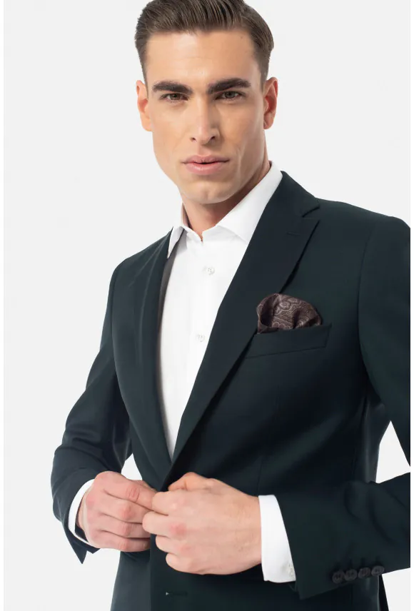 MARYNARKA LANZARA ZIELONA SLIM FIT JEDNORZĘDOWA Z WEŁNĄ