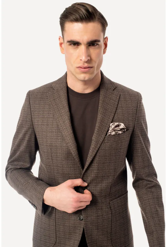 MARYNARKA PERSANO BRĄZOWA SLIM FIT JEDNORZĘDOWA