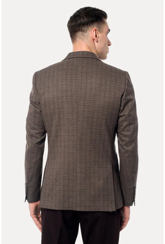 MARYNARKA PERSANO BRĄZOWA SLIM FIT JEDNORZĘDOWA
