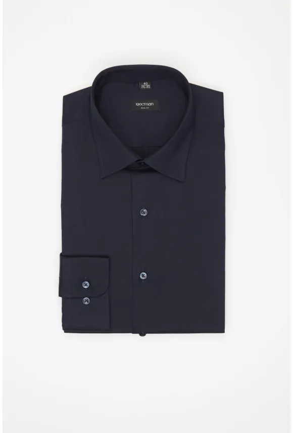 KOSZULA VERSONE 3292E DŁUGI RĘKAW SLIM FIT GRANATOWA Z BAWEŁNY