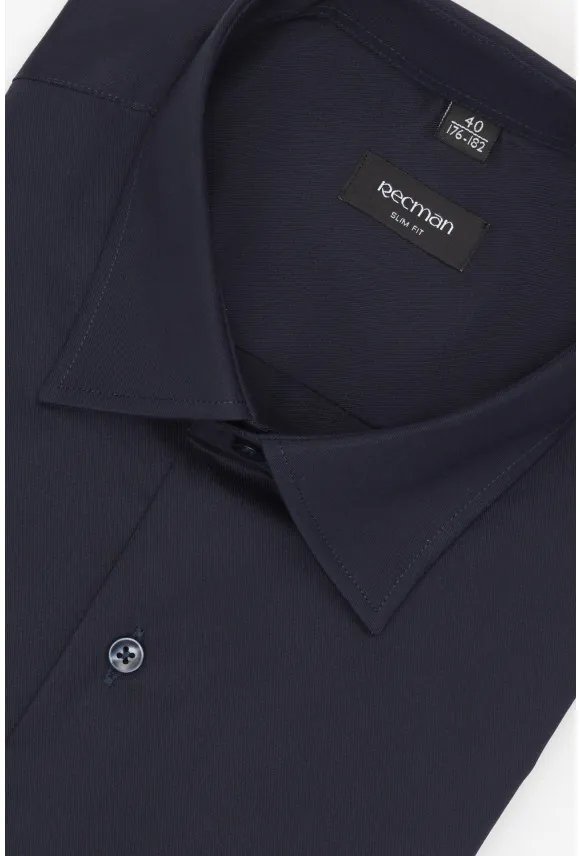 KOSZULA VERSONE 3292E DŁUGI RĘKAW SLIM FIT GRANATOWA Z BAWEŁNY